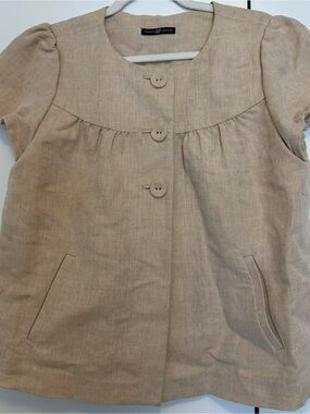 GAP Short Sleeve Button-Front Jacket - Tan